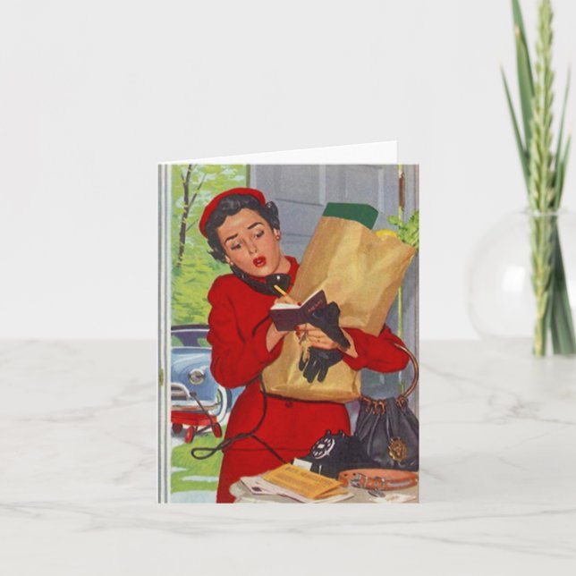 Retro Hektic Day Life Besy Lady Blank Note Card Karte (Vorderseite)