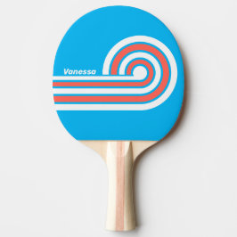 Retro Hellblau gestreift mit Namen Tischtennis Schläger