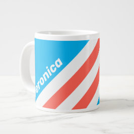 Retro Hellblaue Streifen mit Namen Jumbo-Tasse