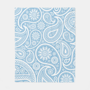 Retro hellblauer weißer Paisley-Druck Fleecedecke