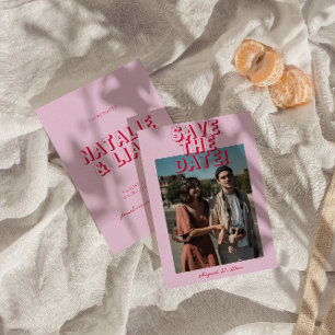 Retro Helle Funky Fette Moderne Foto Hochzeit Save The Date