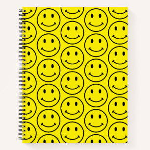 Retro Helles Gelbes Smiley-Gesicht Notizbuch