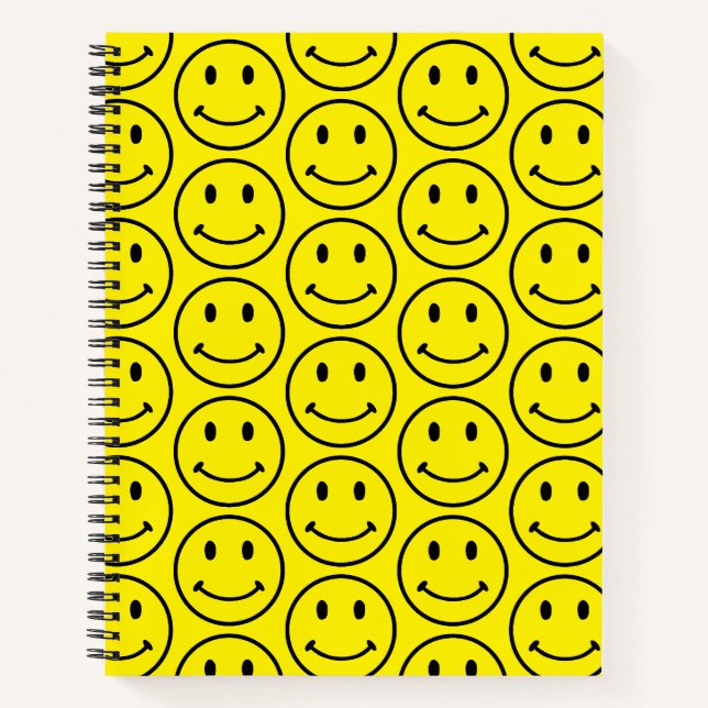 Retro Helles Gelbes Smiley-Gesicht Notizbuch (Vorderseite)
