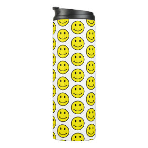 Retro Helles großes gelbes Smiley-Gesicht Thermosbecher