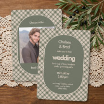 Retro Hellgrün Kariert mit Foto Hochzeit