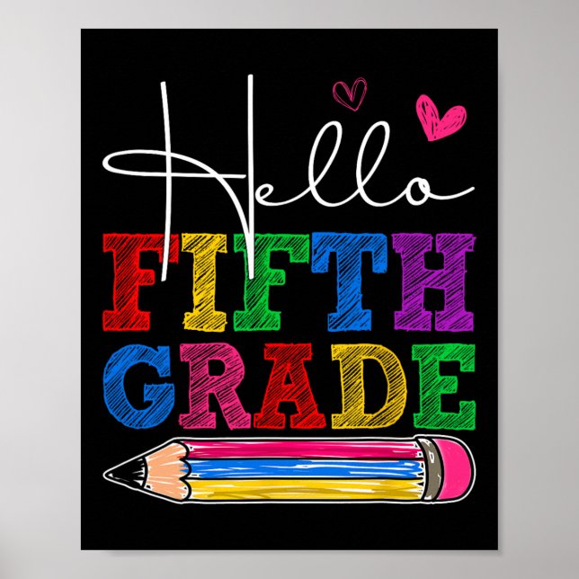 Retro Hello 5. Klasse Erster Schultag Jungen Poster (Vorne)