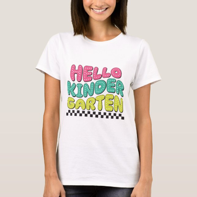 Retro Hello Kindergarten Lehrer T-Shirt (Vorderseite)