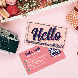 Retro "Hello" Typografy Cool Color Scheme Visitenkarte