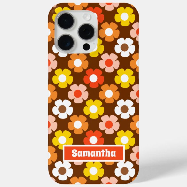 Retro Herbst Blume Muster braun Case-Mate iPhone Hülle (Rückseite)