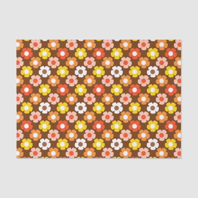 Retro Herbst Blume Muster braun Seidenpapier (Vorderseite)