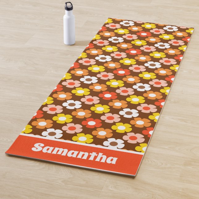 Retro Herbst Blume Muster braun Yogamatte (Beispiel)