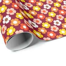 Retro Herbst Blume Muster Burgund