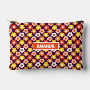 Retro Herbst Blume Muster Lila Zubehörtasche