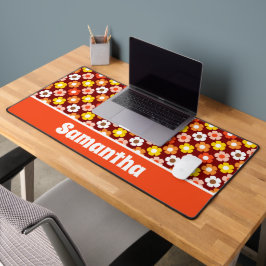 Retro Herbst Blume Muster Rot Schreibtischunterlage