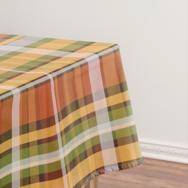 Retro Herbst Kariertes Vintages Muster feiner Stre Tischdecke (Beispiel)