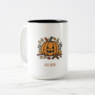 Retro Herbst Kürbisfeld Custom Produkte Zweifarbige Tasse