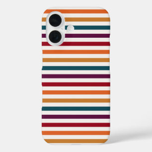 Retro-Herbst-Mehrfarben-Horizontalstreifen iPhone 16 Hülle