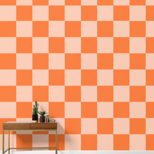 Retro Herbst Orange Karo Kariert Tapete