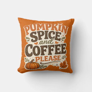 Retro Herbst Pumpkin Spice und Kaffee Bitte Kissen