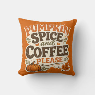 Retro Herbst Pumpkin Spice und Kaffee Bitte Kissen