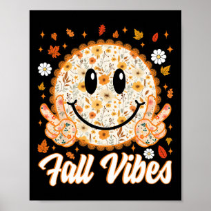 Retro Herbst Stimmung Lächeln Gesicht Thanksgiving Poster