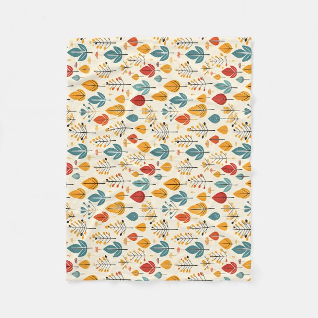 Retro-Herbstlaub Herbstleaves-Muster Fleecedecke (Vorderseite)