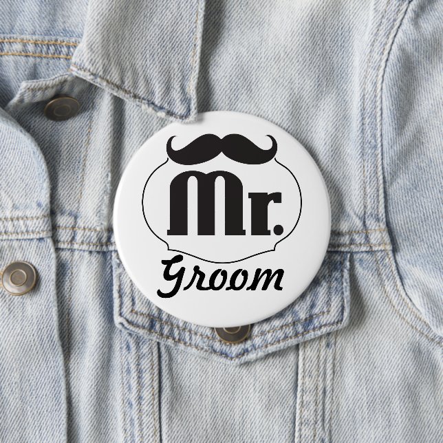 Retro Herr Bräutigam Hochzeitsabzeichen Button (Beispiel)