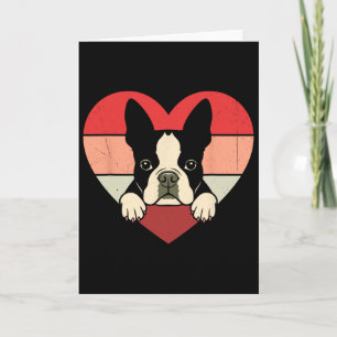 Retro-Herz Boston-Terrier-Hund Vintage-Valentinsta Karte