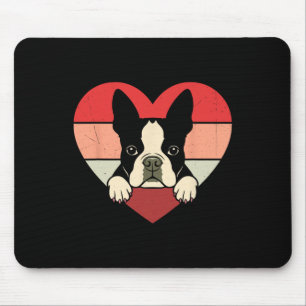Retro-Herz Boston-Terrier-Hund Vintage-Valentinsta Mousepad