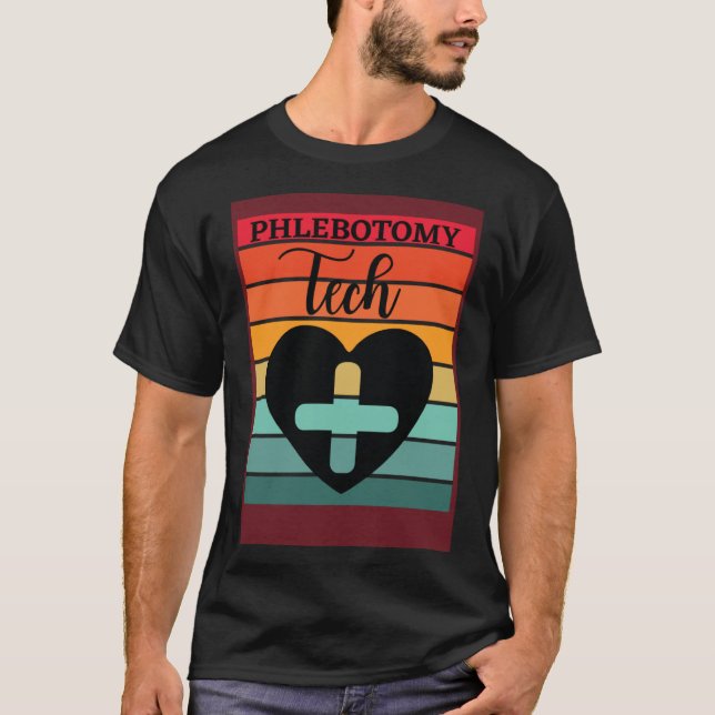 Retro Herz Phlebotomist Phlebotomie Tech Technicia T-Shirt (Vorderseite)