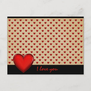 Retro-Herzen - Ich liebe dich * Postkarte