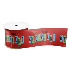Retro Herzinsuffizienz mit rotem Hintergrund Satinband