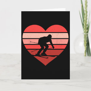 Retro Herzstück Skifahren Vintage Valentine Womens Karte