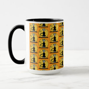 Retro heulende Halloween-Katze Orange Kaffee Tasse