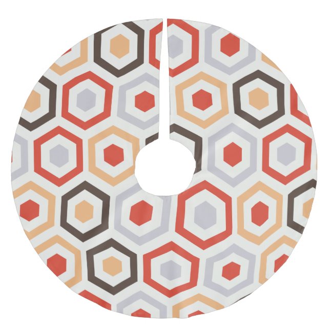 Retro Hexagone Polyester Weihnachtsbaumdecke (Vorderseite)