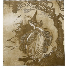 Retro Hexe Duschvorhang