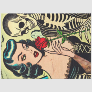 Retro Hexe Vampire Girl Horror Comic Seidenpapier