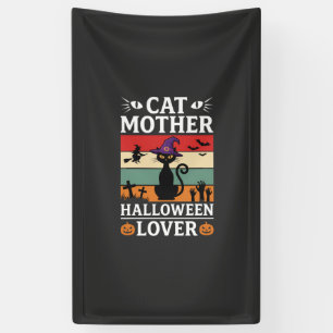 Retro-Hexen-Design für Halloween-Katz-Mutter-Liebh Banner