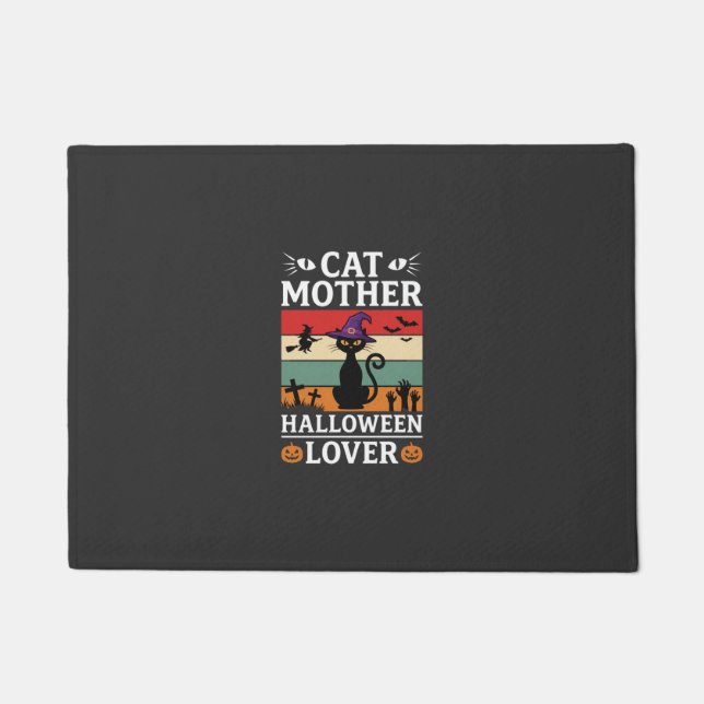 Retro-Hexen-Design für Halloween-Katz-Mutter-Liebh Fußmatte (Vorderseite)