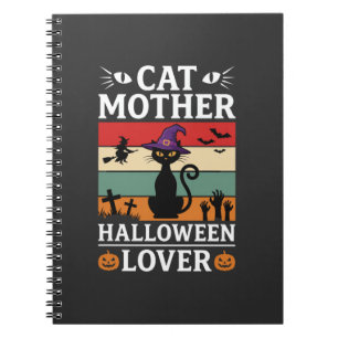Retro-Hexen-Design für Halloween-Katz-Mutter-Liebh Notizblock