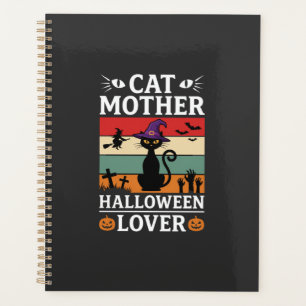 Retro-Hexen-Design für Halloween-Katz-Mutter-Liebh Planer