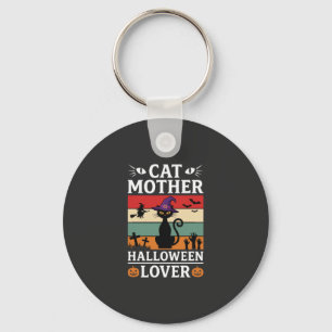 Retro-Hexen-Design für Halloween-Katz-Mutter-Liebh Schlüsselanhänger