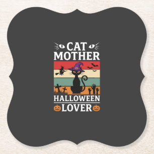 Retro-Hexen-Design für Halloween-Katz-Mutter-Liebh Untersetzer