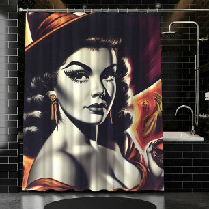 Retro-Hexen-Pin-up Duschvorhang