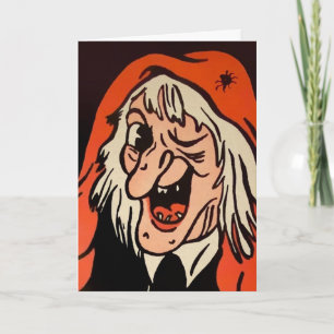 Retro Hexenkopf Halloween-Karte Feiertagskarte