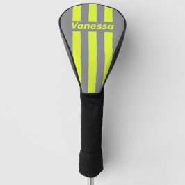 Retro HI VIS Three Pin Stripes with Name Golf Headcover