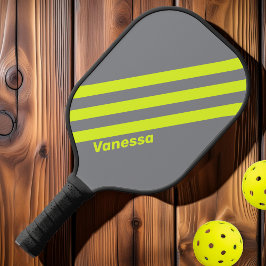 Retro HI VIS Three Strivers with Name Pickleball Schläger