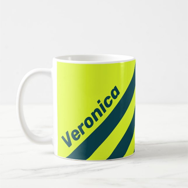 Retro HI VIS Yellow Three Stripes with Name Kaffeetasse (Links)