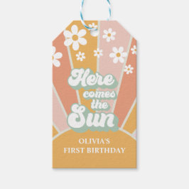 Retro Hier kommt der Sun Daisy Boho Geburtstag Geschenkanhänger