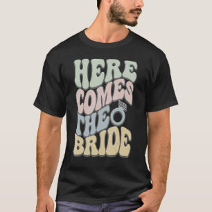 Retro Hier kommt die Bride 60's Bridal Wedding Par T-Shirt